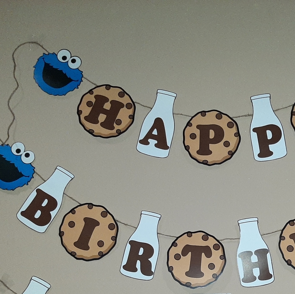 *SOLD* Happy birthday cookie monster banner